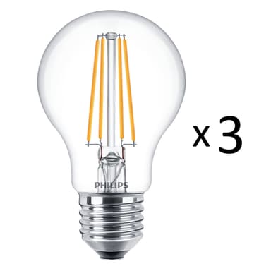 Philips 3 kpl LED E27 Normaali Kirkas 60W 806lm