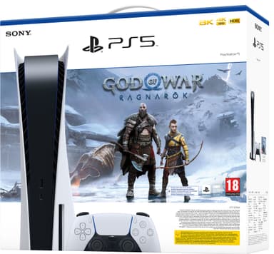 PlayStation 5 + God of War Ragnarök pakkaus