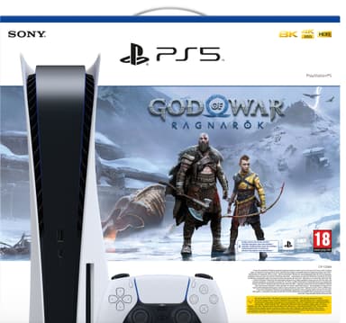 PlayStation 5 + God of War Ragnarök pakkaus