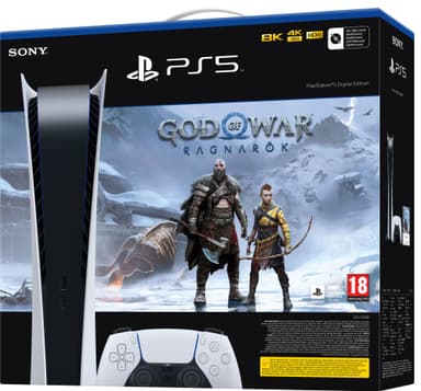 PlayStation 5 Digital Edition + God of War Ragnarök pakkaus