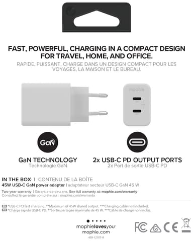 Mophie Speedport 45 W GaN seinälaturi
