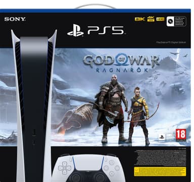 PlayStation 5 Digital Edition + God of War Ragnarök pakkaus