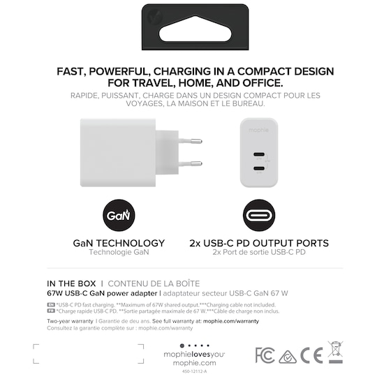 Mophie Speedport 67 W GaN seinälaturi