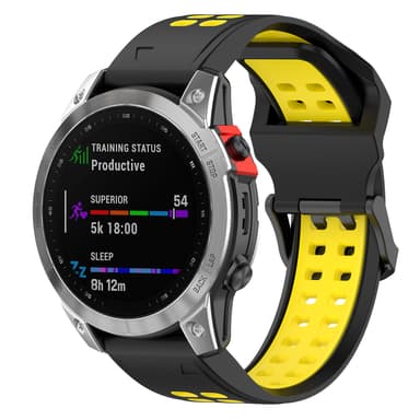 Kellon hihna silikonia Keltainen 22 mm Garmin Fenix 7/7 Solar/6 GPS/6 Sapphire GPS/Forerunner 955/COROS VERTIX