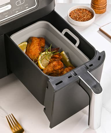 Taitettava neliön muotoinen Air Fryer silikonimuotti 19,5x12,7x7 cm Harmaa