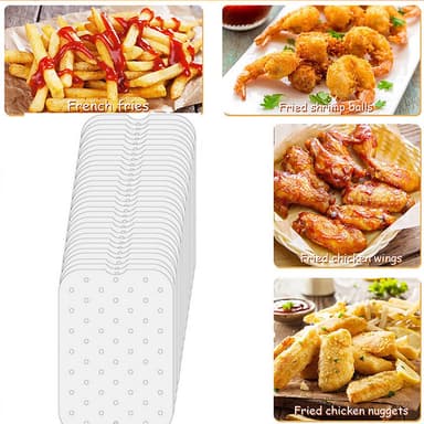 Kertakäyttöiset Air Fryer -paperivuoret 50 kpl Valkoinen
