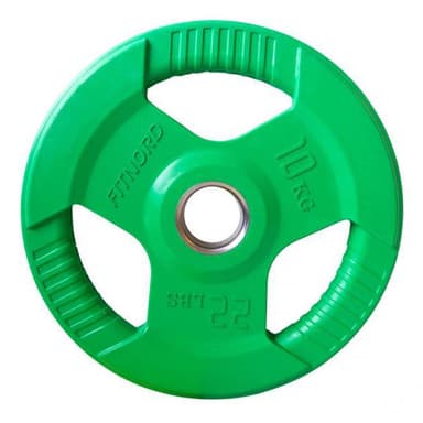 FitNord Painolevy Tri Grip, Levypainot Kumipäällyste 10 kg