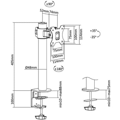 LogiLink Monitorarm 17-32"" Kort