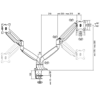 LogiLink Monitorarm dubbel 13-32"" gas A (BP0043)