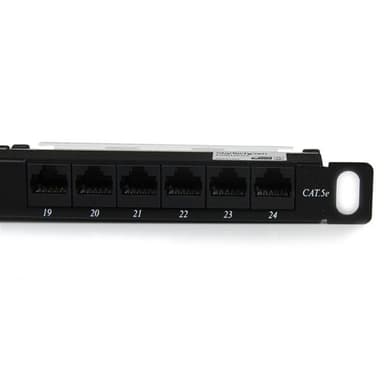 STARTECH StarTech.com PANELHU24, RJ-45, Cat5e, Musta, Telinekiinnitys, 0.5U, 482 mm
