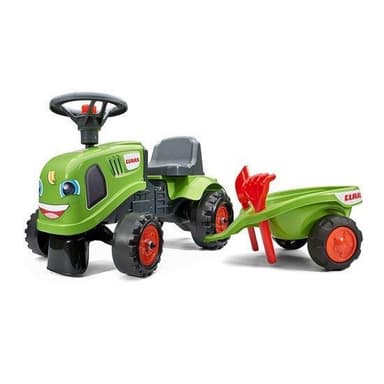 Falk Ride-on traktori peräkärryllä, haravalla ja lapiolla FALK baby Claas