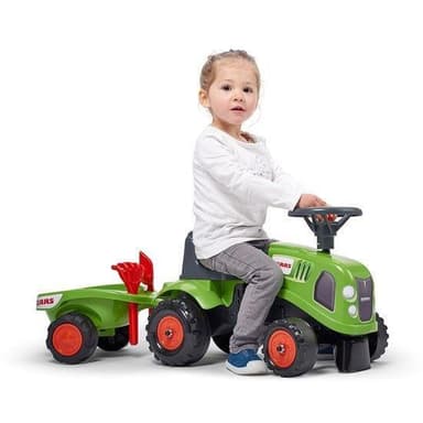 Falk Ride-on traktori peräkärryllä, haravalla ja lapiolla FALK baby Claas