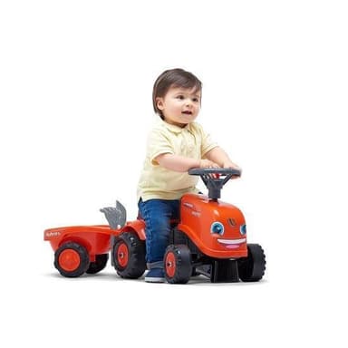 Falk Ride-on traktori peräkärryllä, haravalla ja lapiolla FALK baby Kubota