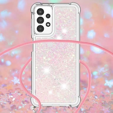 SKALO Samsung A13 4G Juoksuhiekka Glitter Mobile kaulapanta - Pinkki