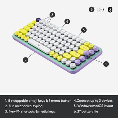 Logitech Pop Keys Wireless langaton näppäimistö (Daydream Mint)