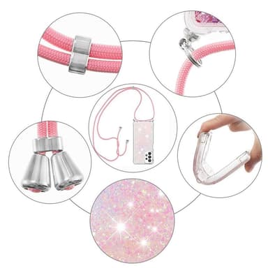 SKALO Samsung A13 4G Juoksuhiekka Glitter Mobile kaulapanta - Pinkki