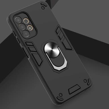 SKALO Samsung A13 4G Armor Hybridi metallirengas kuori - Musta