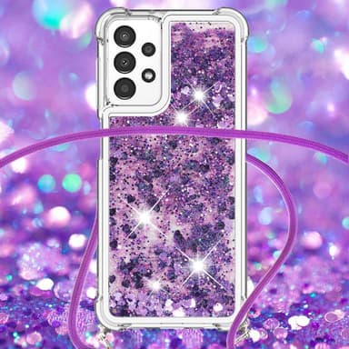SKALO Samsung A13 4G Juoksuhiekka Glitter Mobile kaulapanta - Violetti