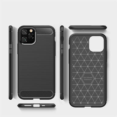 SKALO iPhone 11 Pro Max Armor Carbon Iskunkestävä TPU suojakuori - Punainen