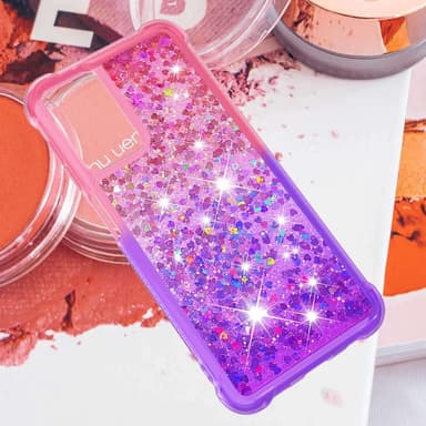 SKALO Samsung A13 4G Juoksuhiekka Glitter Sydämet TPU kuori - Pinkki-Violetti