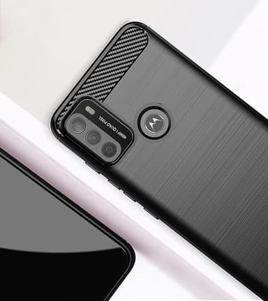 SKALO Moto G50 Armor Carbon Iskunkestävä TPU suojakuori - Punainen