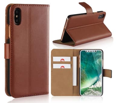 SKALO iPhone XS Max Lompakkokotelo Aitoa nahkaa - Oranssi
