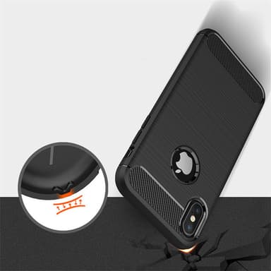 SKALO iPhone XS Max Armor Carbon Iskunkestävä TPU suojakuori - Musta
