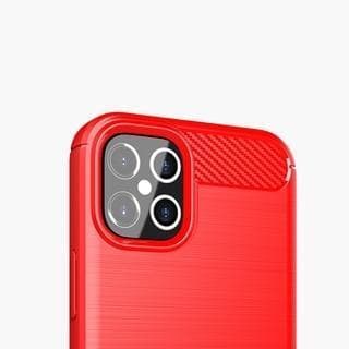 SKALO iPhone 12 Armor Carbon Iskunkestävä TPU suojakuori - Punainen