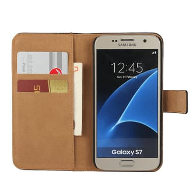 SKALO Samsung S7 Lompakkokotelo Aitoa nahkaa - Valkoinen