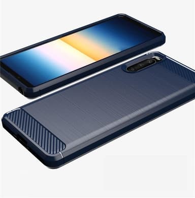SKALO Sony Xperia 10 III Armor Carbon Iskunkestävä TPU suojakuori - Sininen