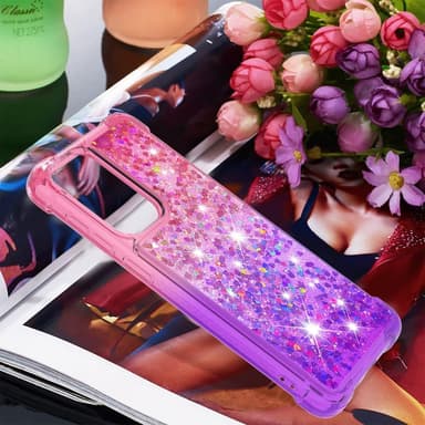 SKALO Samsung A33 5G Juoksuhiekka Glitter Sydämet TPU kuori - Pinkki-Violetti