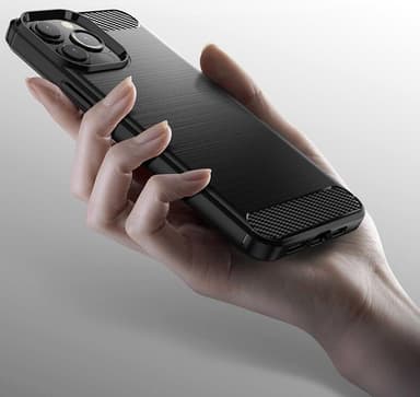 SKALO iPhone 13 Pro Max Armor Carbon Iskunkestävä TPU suojakuori - Harmaa