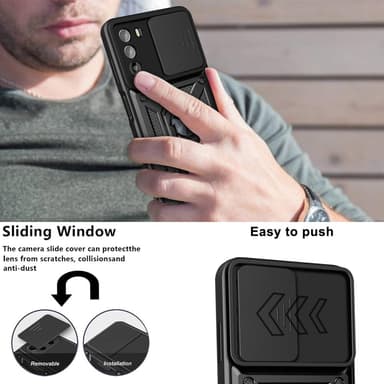 SKALO Motorola Moto G52 Armor hybridi metallirengas kameran liukusäädin - - Punainen