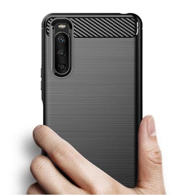 SKALO Sony Xperia 10 III Armor Carbon Iskunkestävä TPU suojakuori - Sininen