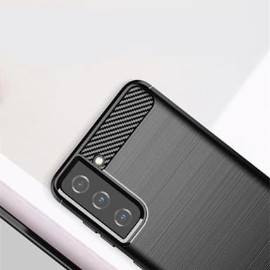 SKALO Samsung S21 Plus Armor Carbon Iskunkestävä TPU suojakuori - Punainen