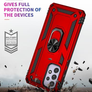 SKALO Samsung A33 5G Armor Hybridi metallirengas kuori - Punainen