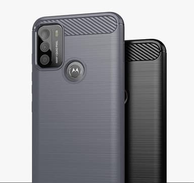 SKALO Moto G50 Armor Carbon Iskunkestävä TPU suojakuori - Punainen