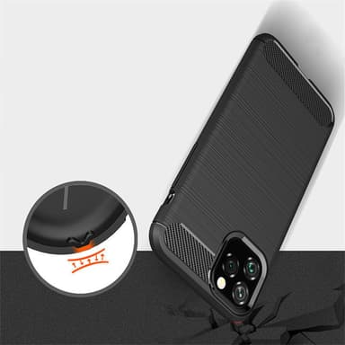 SKALO iPhone 11 Pro Max Armor Carbon Iskunkestävä TPU suojakuori - Punainen