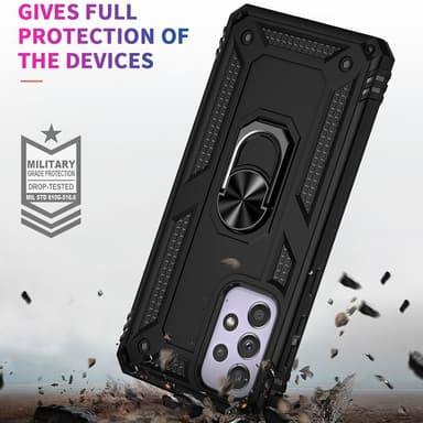 SKALO Samsung A33 5G Armor Hybridi metallirengas kuori - Musta