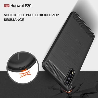 SKALO Huawei P20 Armor Carbon Iskunkestävä TPU suojakuori - Sininen