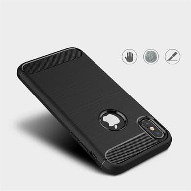SKALO iPhone XS Max Armor Carbon Iskunkestävä TPU suojakuori - Musta