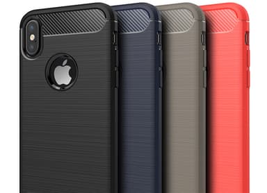 SKALO iPhone X/XS Armor Carbon Iskunkestävä TPU suojakuori - Punainen