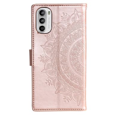 SKALO Motorola Moto G52 Mandala lompakkokotelo - Ruusukulta