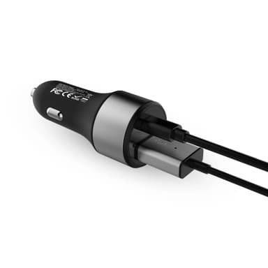 NÖRDIC autolaturi 63 W, 1x USB C PD 45 W kannettaville ja 1x USB A 18 W, Quick Charger 3.0 Qualcomm -sertifioitu älypuhelimille ja tableteille