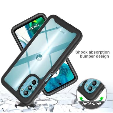 SKALO Motorola Moto G52 Iskunkestävä Clear Hybridi Suojakuori - Musta