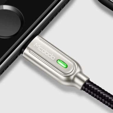 Mcdodo CA-5264 Apple Lightning (ei MFI)–USB A -kaapeli, synkronointiin ja nopeaan lataukseen, LED-valo, automaattinen latauksen pysäytys, musta, 1,2 m