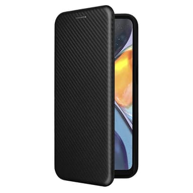 SKALO Motorola Moto G22 Carbon Fiber Lompakkokotelo - Musta