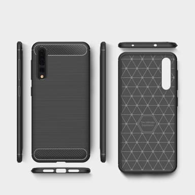 SKALO Huawei P20 Pro Armor Carbon Iskunkestävä TPU suojakuori - Punainen
