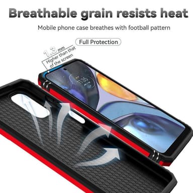 SKALO Motorola Moto G22 Armor hybridi metallirengas kameran liukusäädin - - Punainen