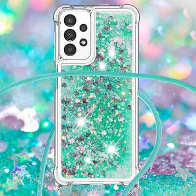 SKALO Samsung A13 4G Juoksuhiekka Glitter Mobile kaulapanta - Vihreä